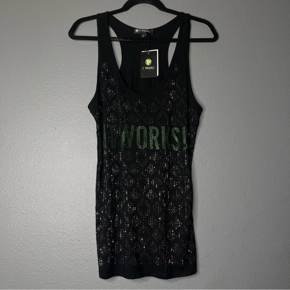 It Works! Black Nail Head Embellished Tank Top